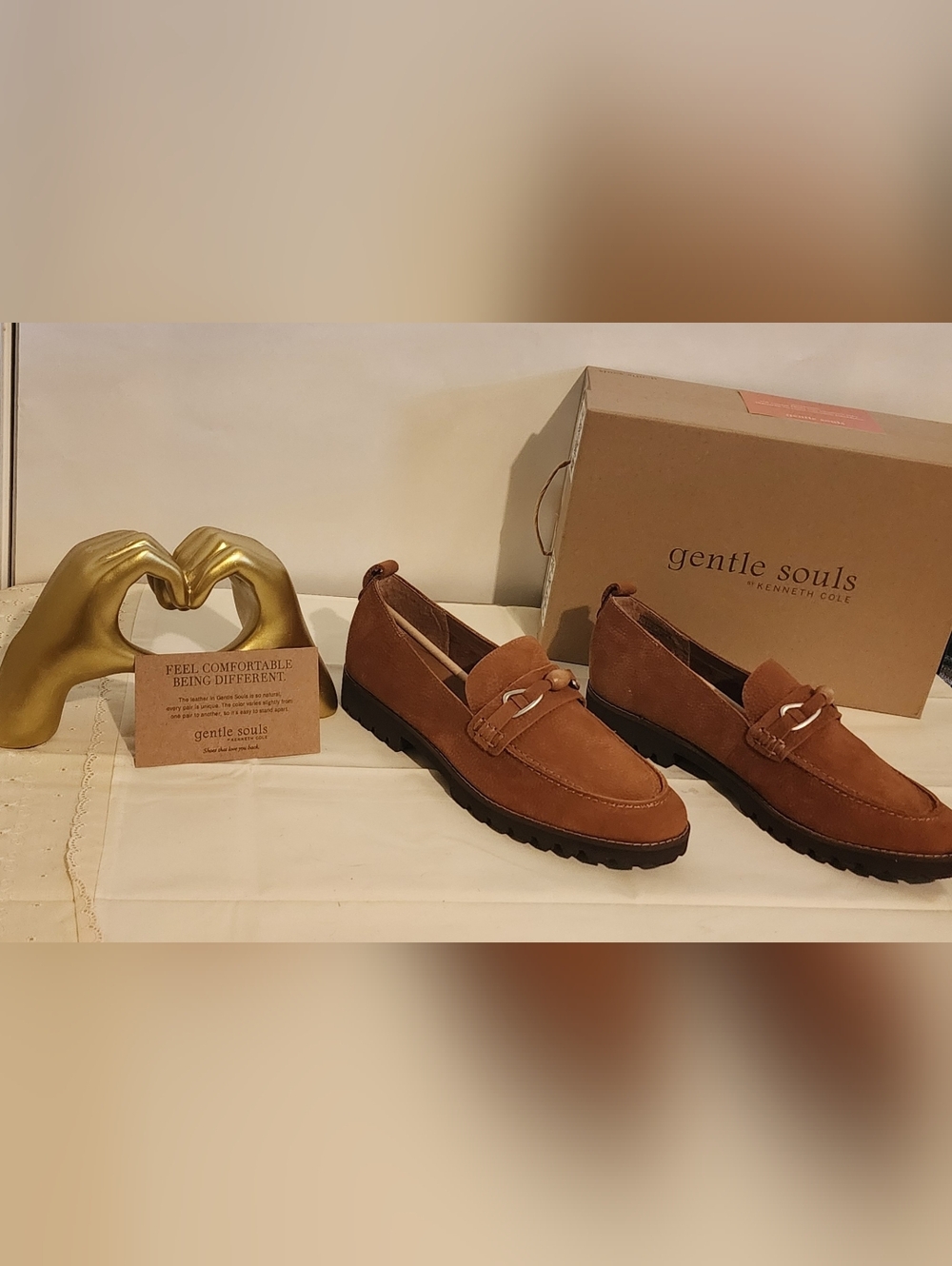 Gentle Souls Women's Suede Loafers in Cognac